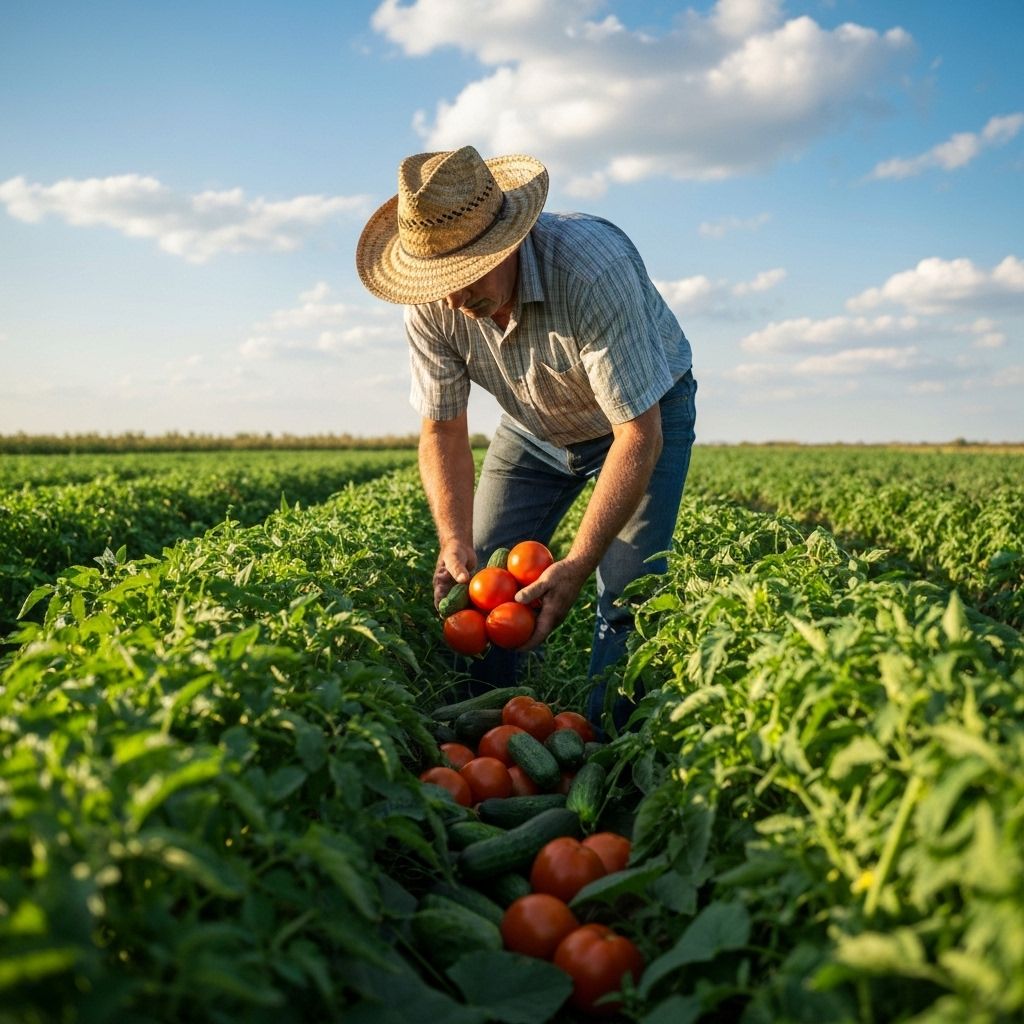 Farmer harvesting fresh produce